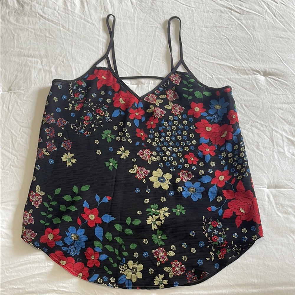 Karen Zambos Floral Black Camisole Top